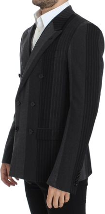Dolce & Gabbana Mens Gray Striped Wool Stretch Blazer Clothing