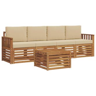vidaXL Conjunto De Sof&aacute;s De Exterior 5 Pcs Naturaleza Y Beige Vidaxl