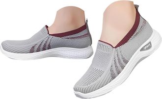 Generic Womens Walking Tennis Shoes Knit Slip On Breathable Lightweight Sneaker Outdoor Casual Breathable Knitting Woven Orthopedic Shoes Non-Slip Womens Arch