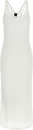 Pinko White V-Neck Maxi Dress