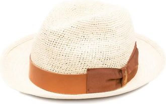 Borsalino Hut leather-band straw hat - Neutrals