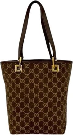 Gucci Pre-owned Tote Bags, female, Brown, Size: ONE SIZE Pre-owned Vintage Canvas Tote Bag