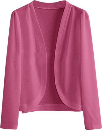 Generic Cardigan for Women Elegant Lightweight Thin Summer Cardigan with Buttons Beach Knitted Cover Up, pink, 5XL