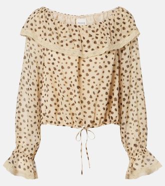 Poss&eacute; Priscilla leopard-print silk blouse