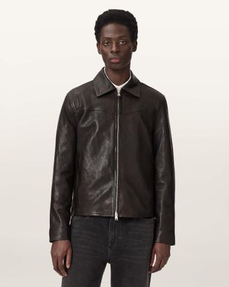 AllSaints Leather Tune Leather Biker Jacket, Size: XXL