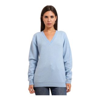 Fracomina Truien & Vesten, Dames, Blauw, XS, Wol, V-neck Trui