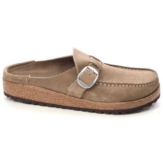 Birkenstock Buckley Suede Leather Unisex Hook and Loop Sandals - Gray Taupe - Size:UK 5.5