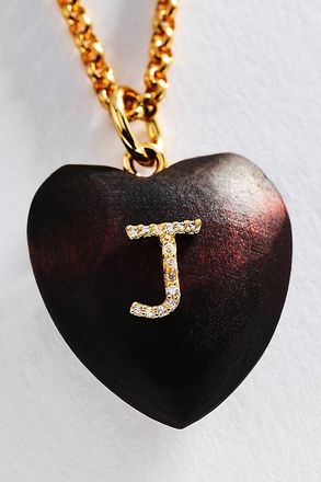 Timeless Pearly Wood Initial Pendant Necklace