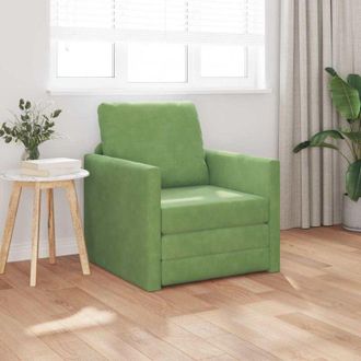 vidaXL Divano Letto con cuscino Verde chiaro 74 x 77 x 81 cm Velluto - Vidaxl