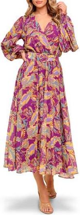 Flying Tomato Print Long Sleeve Midi Dress in Purple at Nordstrom Rack, Size Large