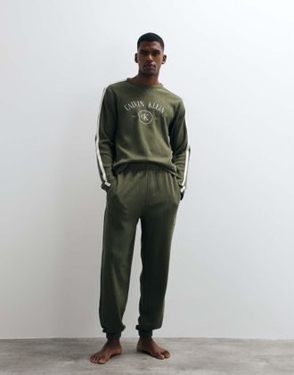 Calvin Klein Joggers a nido dape verde oliva in coordinato