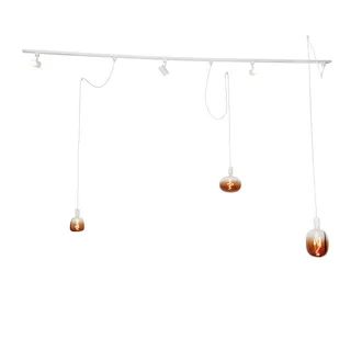 QAZQA Moderno Sistema De Carril Monof&aacute;sico Con 3 Focos Y L&aacute;mparas Colgantes Blanco - Cavalux Jeana Acero Alargada Adecuado Para Led Max. 3 X 15 Watt - Qazqa