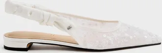Charles & Keith Tayari Embroidered-Mesh Slingback Flats