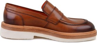 Desa Mens Leather Slip-Ons - Synthetic Interior, Leather Sole, Flat Heel | Brown - 41