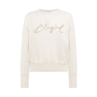 Blugirl Round-neck Knitwear, female, White, M, Stylish Jumpers for Women