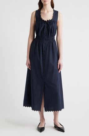 Frame Denim The Serene Cotton Poplin Dress in Navy at Nordstrom, Size X-Small