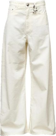 Sportmax Wijde broek - Dames - Wijde Broeken - Wit - W26 - Katoen - Broeken