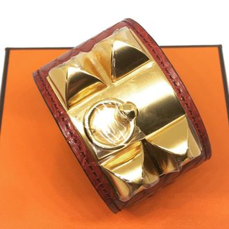 Hermès Matte Rouge Alligator Collier de Chien CDC Bracelet GHW Small Size S