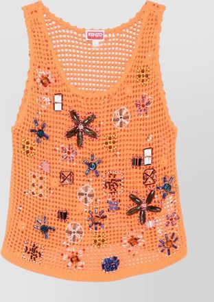 Kenzo crochet floral sleeve detail top