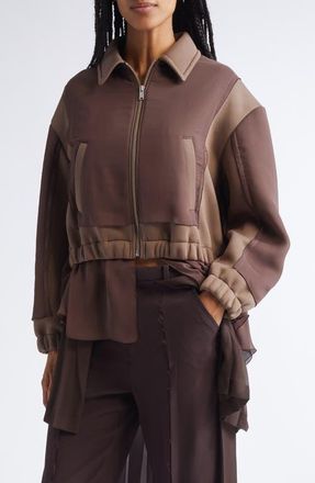 Undercover Colorblock Blouson Jacket in Gray Brown at Nordstrom, Size 1