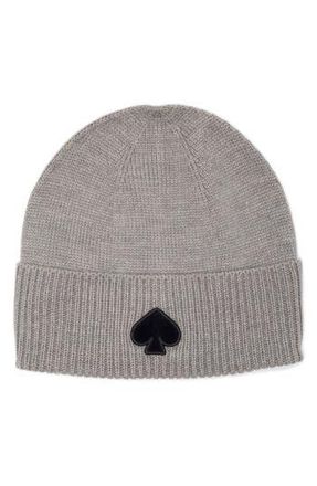 Kate Spade New York flocked spade beanie in 031 Heather Grey at Nordstrom Rack