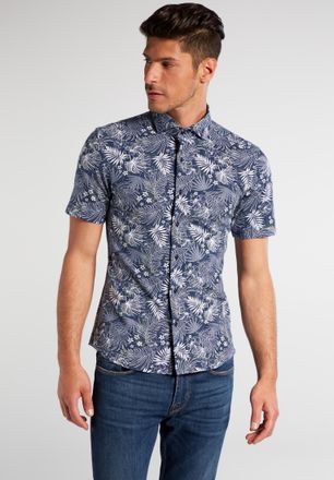 Eterna Kurzarmhemd ETERNA SLIM FIT, Herren, Gr. 41, Normalgr&ouml;ssen, navy, Jersey, 94% Baumwolle, 6% Elasthan, schmal, Hemden Kurzarmhemd, EASY IRON (b&uuml;gelleic