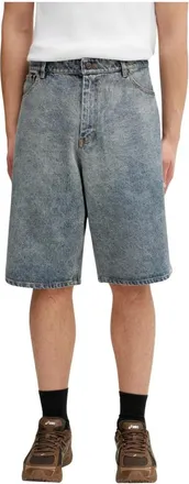 Daily Paper Clothing Compact Shield Embroidery Denim Shorts - Heren - Korte broeken - Blauw - Maat: 2XL Denim