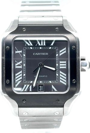 Cartier Pre-owned Cartier Santos Grey Dial Mens Watch WSSA0037