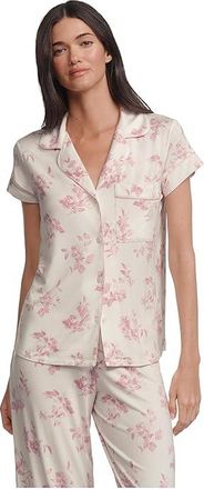 Eberjey Gisele Printed Short Sleeve Crop Pajama Womens Pajama Sets Rose Garden Cameo Pink/Pale Pi : LG, Jersey/Modal/Spandex