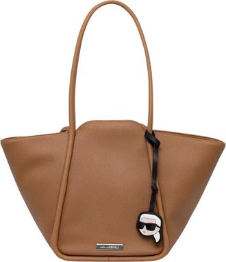 Karl Lagerfeld Tassen, Dames, Bruin, ONE Size, Polyester, Ikon Pebble Tote