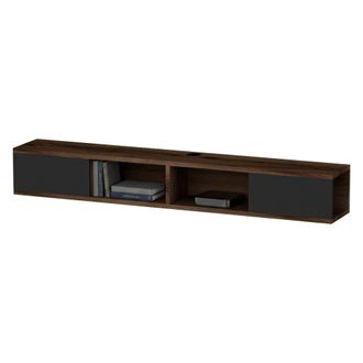 Dmora Mueble Para Tv Ispica, 2 Puertas, Soporta 40 Kg, Instalaci&oacute;n Suspendida, 140x22x20h Cm Negro Antracita