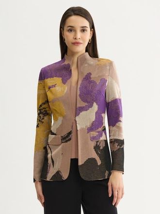 Misook Tailored Floral Jacquard Flat Knit Jacket in Charmeuse/fresh Purple at Nordstrom, Size Xx-Large