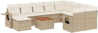 vidaXL Set De Sof&aacute;s De Jard&iacute;n 11pzas Con Cojines Rat&aacute;n Sint&eacute;tico Beige Vidaxl