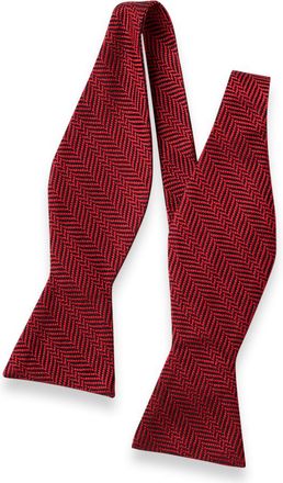 Paul Fredrick Herringbone Woven Silk Self-tie Bow Tie