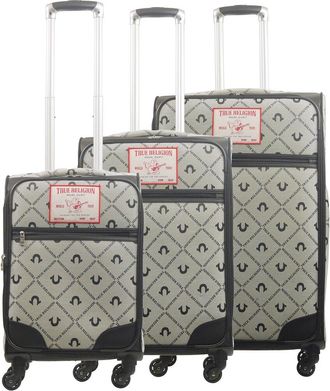 True Religion Soft Sided 3Pc Expandable Spinner Luggage Set