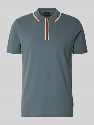 Paul Smith Regular Fit Poloshirt mit Rei&szlig;verschluss in Mittelgrau, Gr&ouml;&szlig;e XL