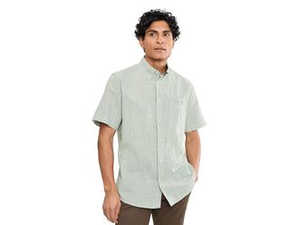 Barbour Fleming Linen Blend Regular Short Sleeve Shirt Mens Clothing Loden Green : 2XL