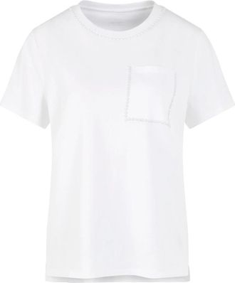 Marc Cain Shirt van katoenstretch - Dames - T-shirts - Wit - 2XL - Katoen - Tops