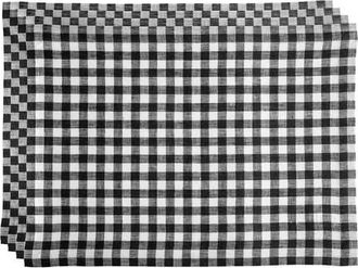 Solino Home Linen Placemats Set of 4, 14 x 19 Inch for Dining Table, Holiday and Everyday Table Decor - Gingham Check in Black at Nordstrom, Size