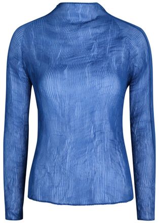 Issey Miyake Pleated Sheer Chiffon top - Blue - 2