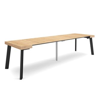 Skraut Home Mesa Consola Extensible, Mesa Comedor Plegable, 300, Para 14 Comensales, Patas De Madera, Estilo Moderno, Roble - Skraut Home