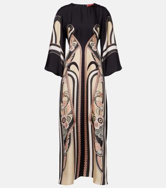 La DoubleJ Vestido largo Sorella de seda estampado