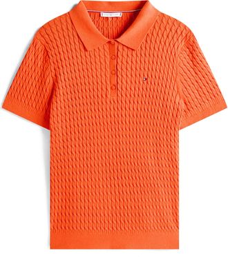 Tommy Hilfiger Kurzarmpullover »CRV CO CABLE FINE GG POLO SWT«