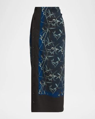 Proenza Schouler Anais Floral-Print Button-Side Midi Skirt