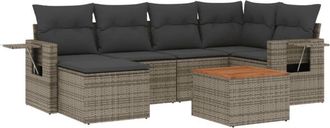 vidaXL Vidaxl - Set De Sof&aacute;s De Jard&iacute;n 7 Piezas Con Cojines Rat&aacute;n Pe Gris