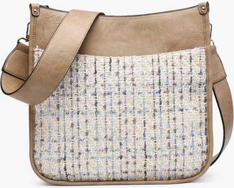 Jen & Co. Womens Kate Crossbody Bag In Tweed Khaki
