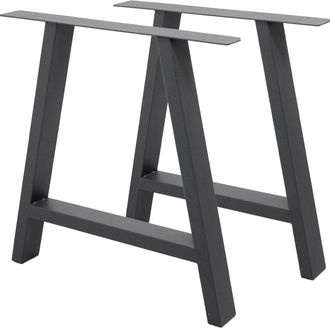 ECD Germany 2x patas de mesa industrial 70x72cm acero antracita diseño forma de a