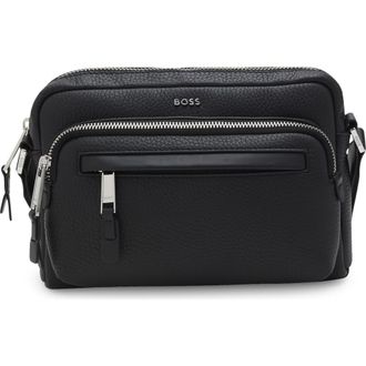HUGO BOSS Small New Crosstown Leather North/South Messenger Bag in Black at Nordstrom