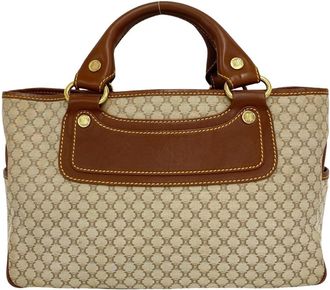 Celine Beige Brown Canvas Leather Handbag Tote Bag (Pre-Owned)