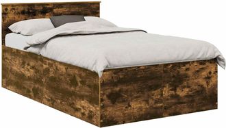 vidaXL Estructura De Cama Con Cabecera Roble Ahumado 120 X 190 Cm Vidaxl